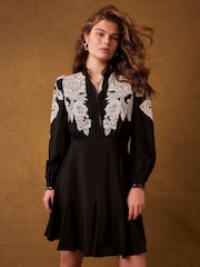 Mint Velvet Black Paisley Print Mini Dress - Image 6 of 7
