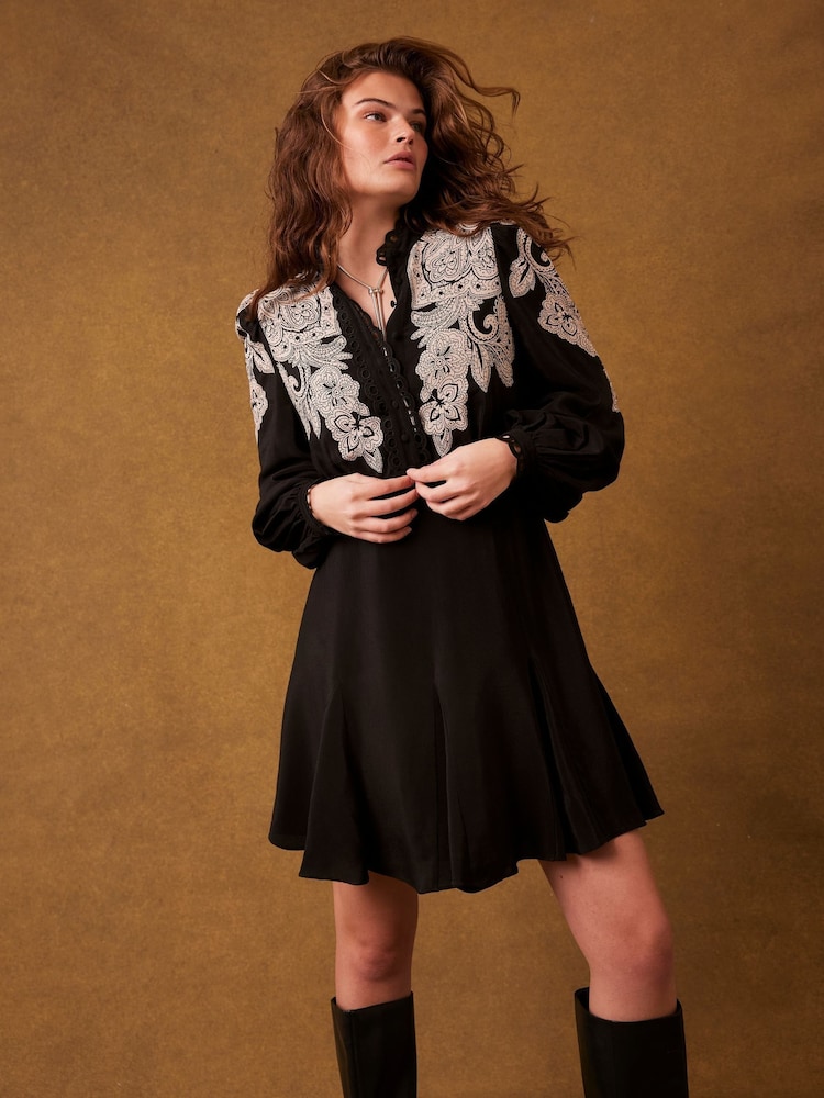 Mint Velvet Black Paisley Print Mini Dress - Image 7 of 7