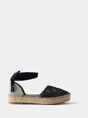 Mint Velvet Black Mesh Flat Espadrilles - Image 1 of 2