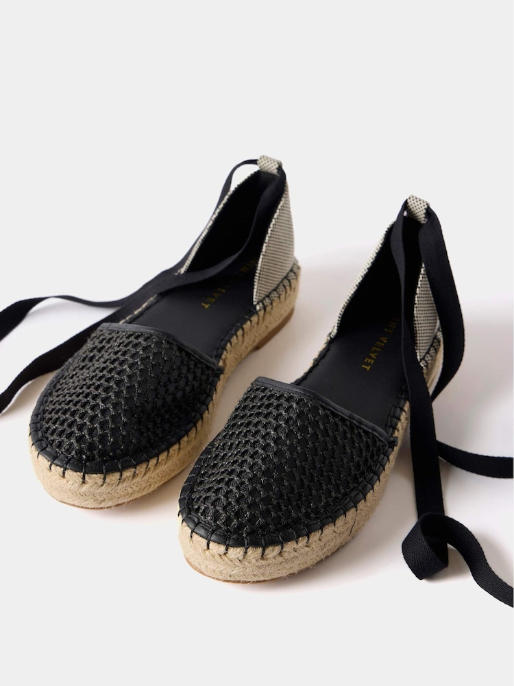 Mint Velvet Black Mesh Flat Espadrilles - Image 2 of 2