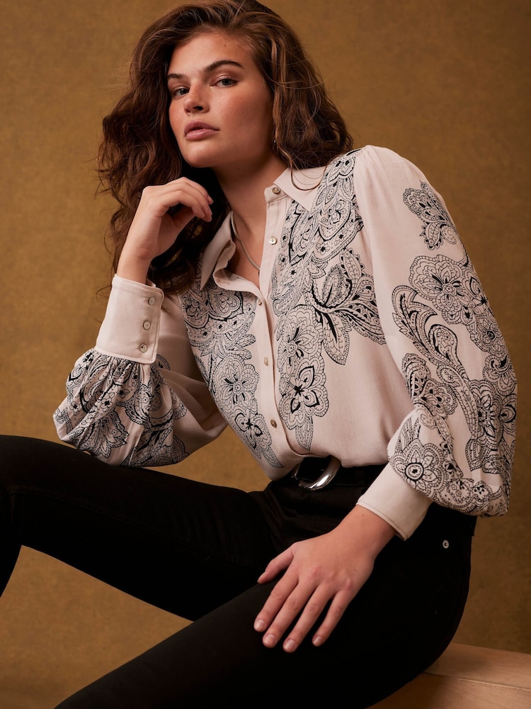 Mint Velvet Cream Western Print Shirt - Image 1 of 7
