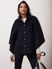 Mint Velvet Blue Wool Blend Cape - Image 1 of 7