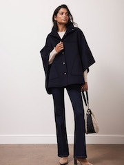 Mint Velvet Blue Wool Blend Cape - Image 5 of 7