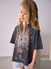 Grey Celestial Oversized Graphic Print T-Shirt (3-16yrs) - Image 1 of 7