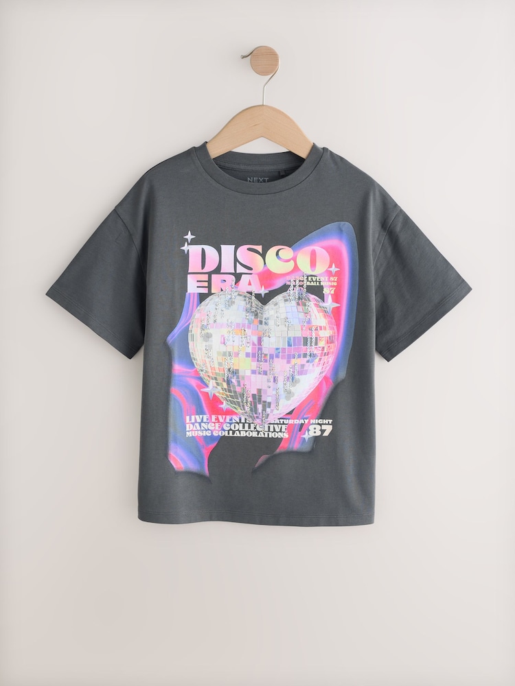 Grey Glitterball Oversized Sequin Graphic Print T-Shirt (3-16yrs) - Image 5 of 8