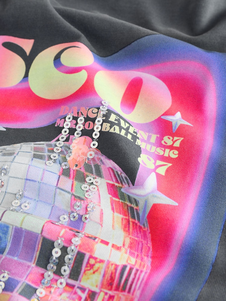 Grey Glitterball Oversized Sequin Graphic Print T-Shirt (3-16yrs) - Image 7 of 8