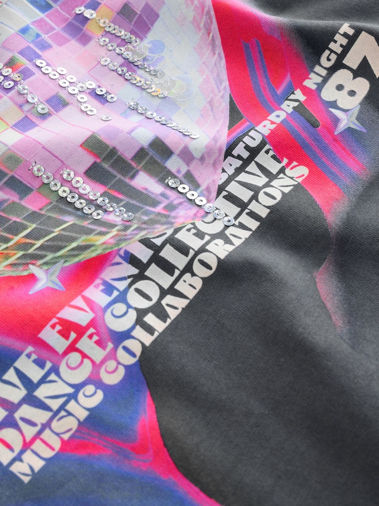 Grey Glitterball Oversized Sequin Graphic Print T-Shirt (3-16yrs) - Image 8 of 8