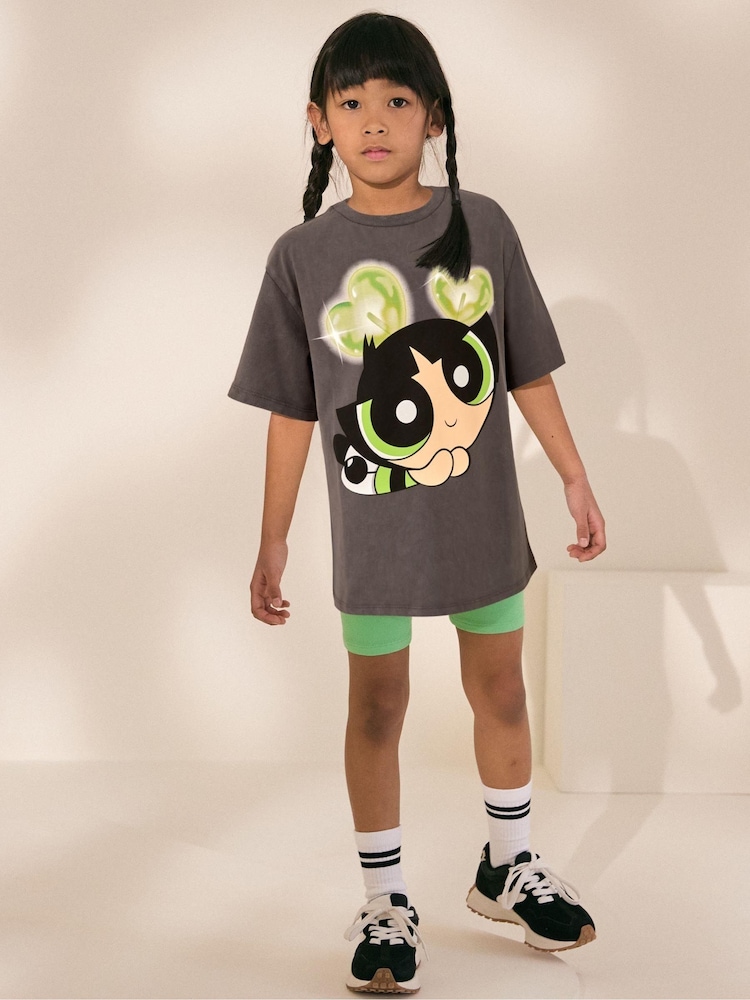 Charcoal Grey Powerpuff Girls Oversized License 100% Cotton T-Shirt (3-16yrs) - Image 1 of 5