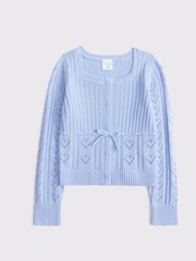 Abercrombie & Fitch Heart Stitch Square Neck Knitted Jumper With Tie Detail - Image 1 of 2