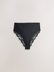 Black High Rise High Leg No VPL Lace Back Briefs 3 Pack - Image 1 of 3