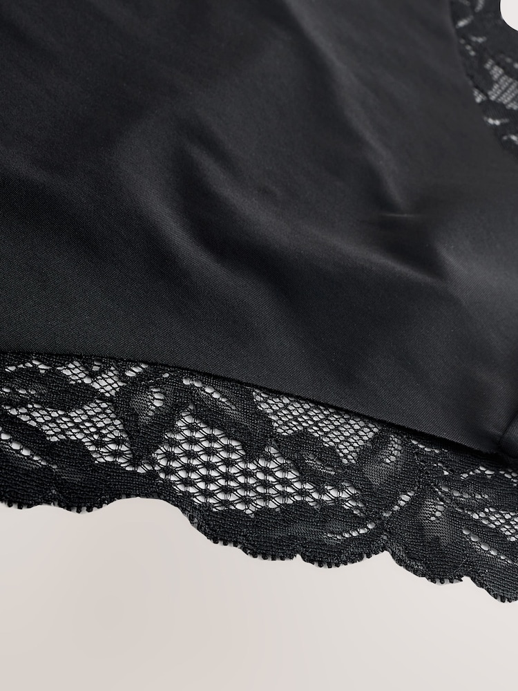 Black High Rise High Leg No VPL Lace Back Briefs 3 Pack - Image 3 of 3