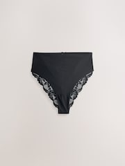 Black High Rise High Leg No VPL Lace Back Briefs 3 Pack - Image 5 of 7