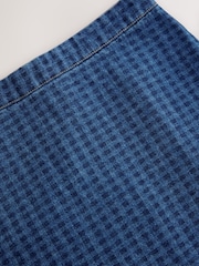 Blue Gingham Denim 100% Cotton Mini Skirt - Image 2 of 3