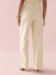 Ecru Stripe Straight Leg Denim Jeans - Image 4 of 8