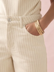 Ecru Stripe Straight Leg Denim Jeans - Image 5 of 8
