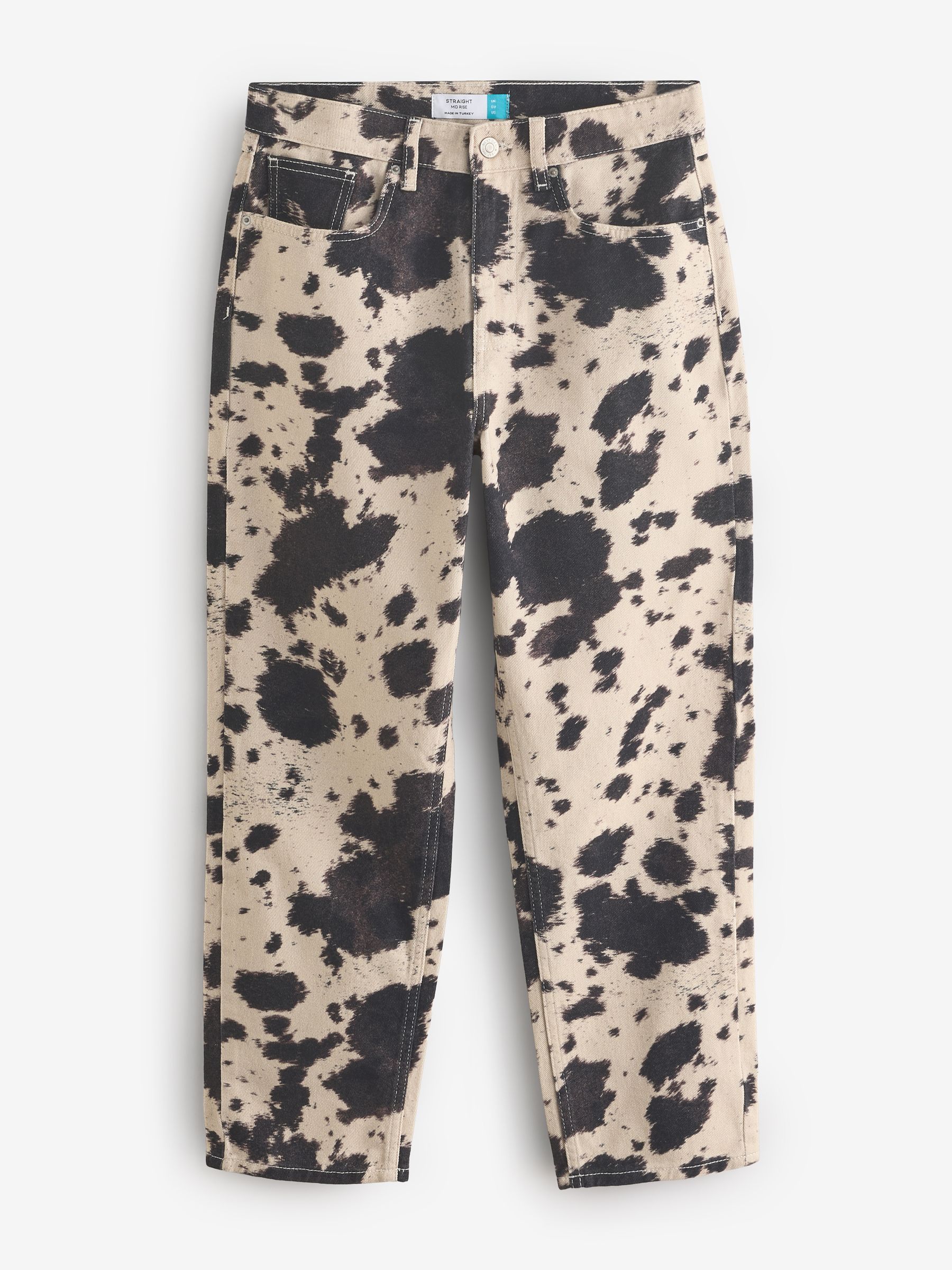 Buy Cow Print 100% Cotton Straight Leg Jeans from Next USA Buy Cow Print 100% Cotton Straight Leg Jeans from Next USA