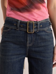 Tinted Blue Wide Leg Belted Jeans - Image 5 of 8