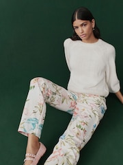 Floral Printed 100% Cotton Boho Straight Leg Jeans - Image 1 of 8