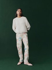 Floral Printed 100% Cotton Boho Straight Leg Jeans - Image 2 of 8