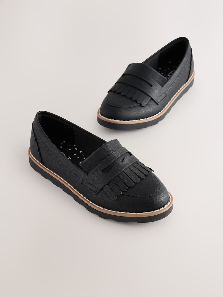 Black Wide Fit (G) School Loafers - Image 2 of 5