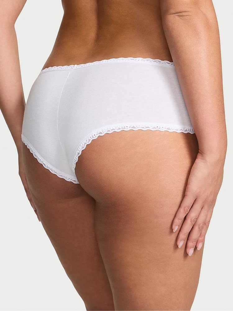 Victoria's Secret White Cheeky Cotton Lace Waist Knickers - Image 2 of 3