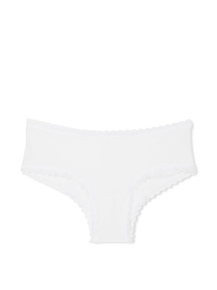 Victoria's Secret White Cheeky Cotton Lace Waist Knickers - Image 3 of 3