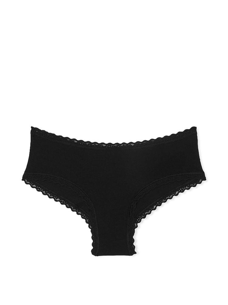 Victoria's Secret Black Cheeky Cotton Lace Waist Knickers - Image 3 of 3