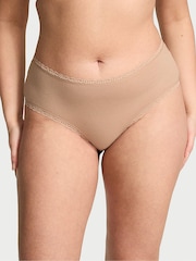 Victoria's Secret Praline Nude Cheeky Cotton Lace Waist Knickers - Image 1 of 2