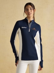 Joules Official Blenhiem Navy European Championship 1/4 Zip Long Sleeve Top - Image 1 of 8