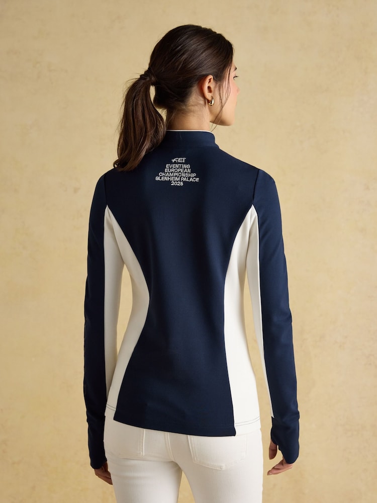 Joules Official Blenhiem Navy European Championship 1/4 Zip Long Sleeve Top - Image 2 of 8