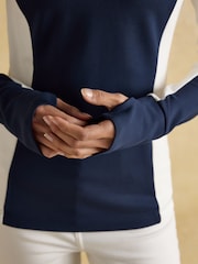 Joules Official Blenhiem Navy European Championship 1/4 Zip Long Sleeve Top - Image 5 of 8