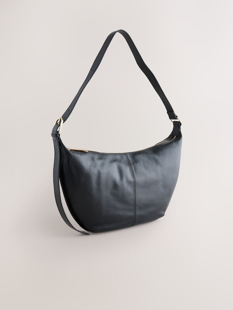 Preto - Bolsa tiracolo de couro - Imagem 1 de 5