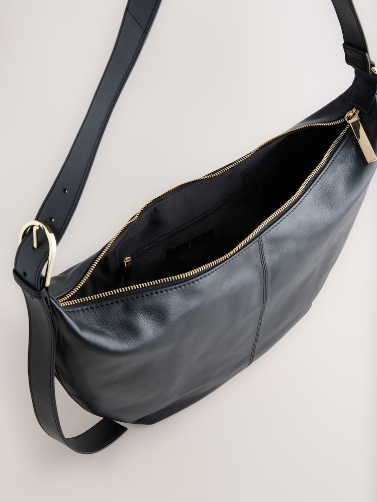 Preto - Bolsa tiracolo de couro - Imagem 5 de 5