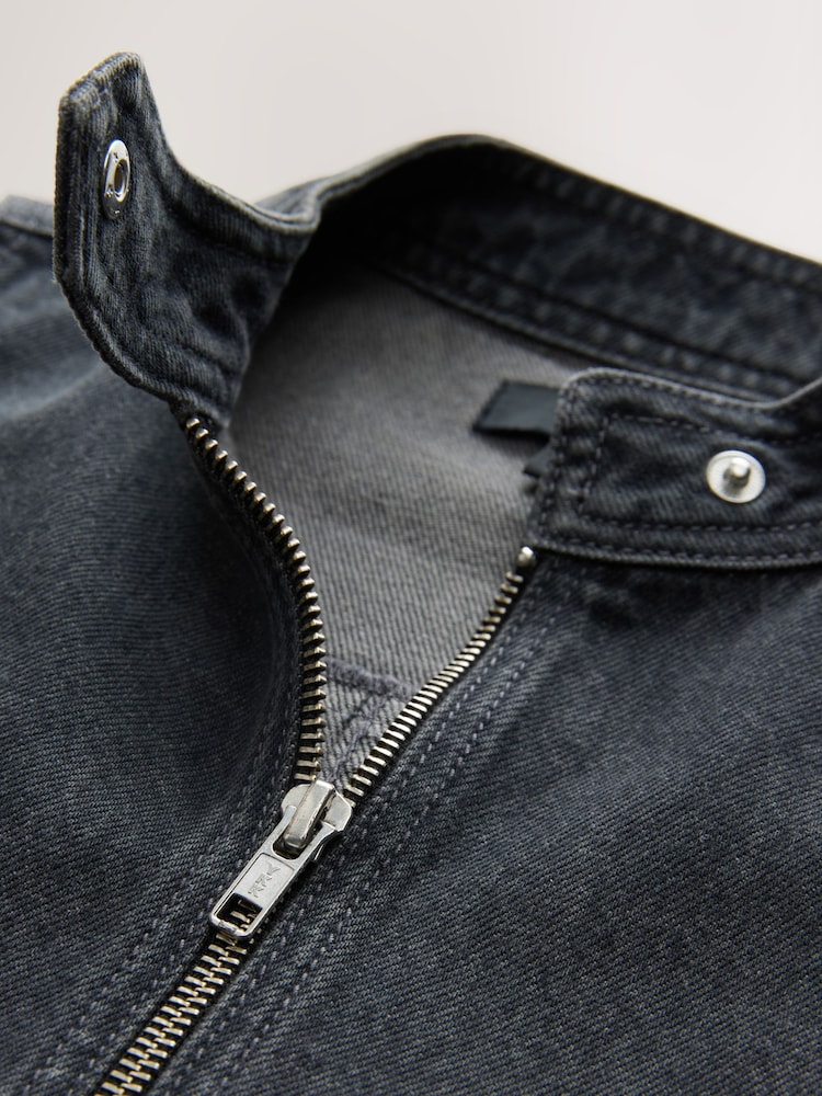 Gris - 100% Cotton Zip Through Sleeveless Denim Top - Imagen 5 de 5 Gris - 100% Cotton Zip Through Sleeveless Denim Top - Imagen 5 de 5