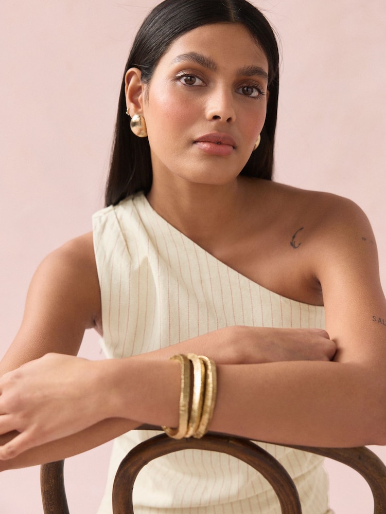 Gestreept - One shoulder Denim Top - Image 5 of 9