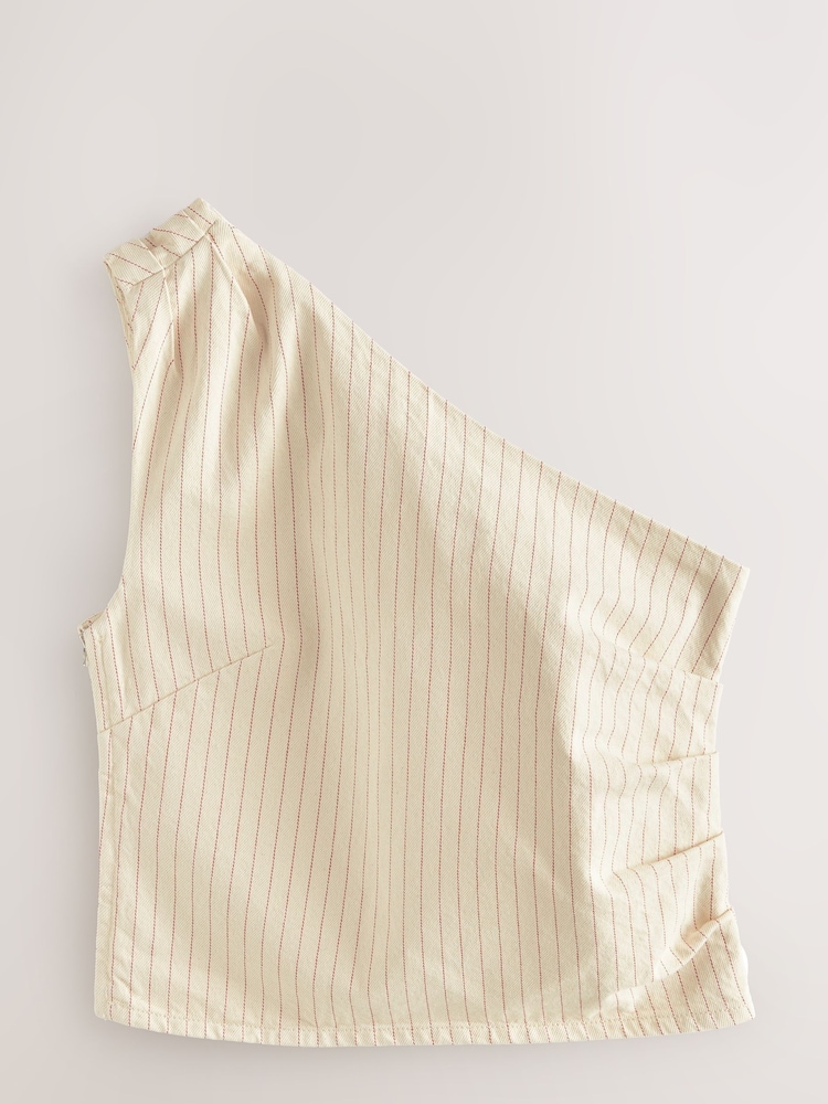 Gestreept - One shoulder Denim Top - Image 6 of 9