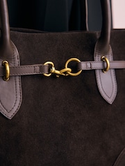 Chocolate Brown Suede Belted Shoulder Bag - Image 2 of 9