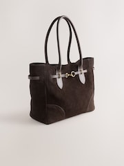 Chocolate Brown Suede Belted Shoulder Bag - Image 5 of 9