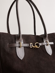Chocolate Brown Suede Belted Shoulder Bag - Image 7 of 9