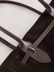 Chocolate Brown Suede Belted Shoulder Bag - Image 8 of 9