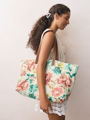 Floral Print Reusable Canvas Bag - Image 1 of 8
