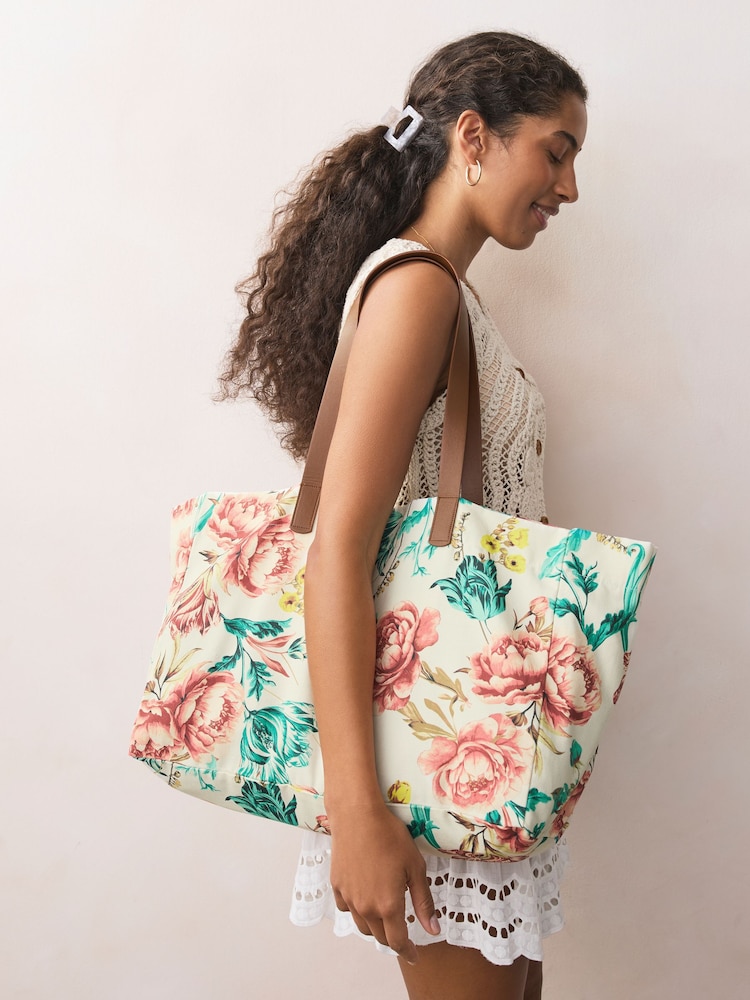 Floral Print Reusable Canvas Bag - Image 1 of 8