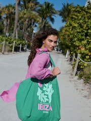 Green Large Canvas 100% Cotton Shoulder Bag - Image 3 of 9