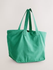 Green Large Canvas 100% Cotton Shoulder Bag - Image 6 of 9