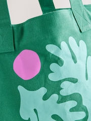 Green Large Canvas 100% Cotton Shoulder Bag - Image 7 of 9
