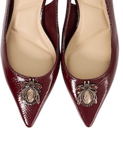 Dune London Burgundy Contact Branded Block Slingback Court Heels - Image 6 of 6