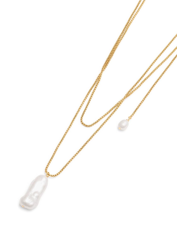 Katie Loxton Gold Tone Pearl Lustre Lariat Necklace - Image 2 of 4