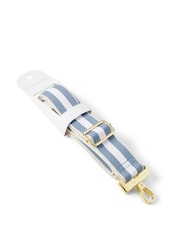 Katie Loxton White/Blue Canvas 100% Cotton Bag Strap | Faded Violet Triple Stripe | 135Cm X 83Cm X 4Cm - Image 2 of 4