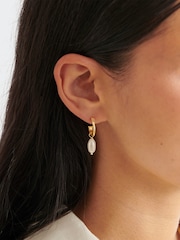 Katie Loxton Gold Tone Pearl Lustre Hoop Earrings - Image 1 of 4