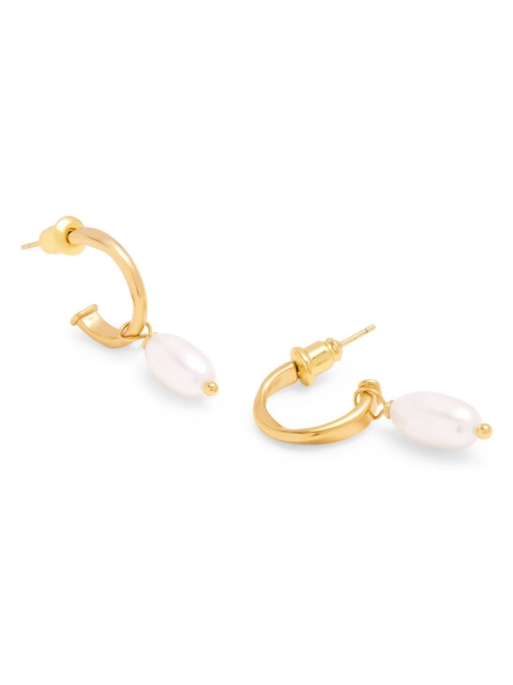 Katie Loxton Gold Tone Pearl Lustre Hoop Earrings - Image 2 of 4